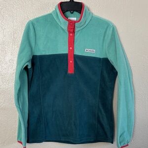 Columbia Women's Benton Springs Half Snap Fleece Pullover Medium Teal/Coral